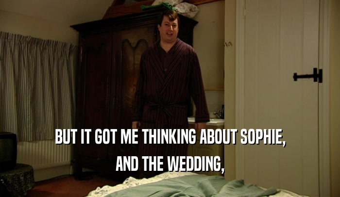 BUT IT GOT ME THINKING ABOUT SOPHIE,
 AND THE WEDDING,
 