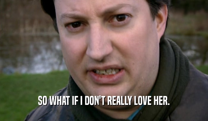 SO WHAT IF I DON'T REALLY LOVE HER.  