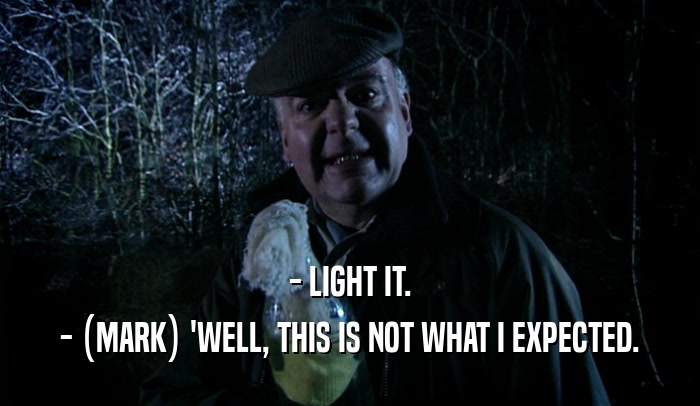 - LIGHT IT. - (MARK) 'WELL, THIS IS NOT WHAT I EXPECTED. 