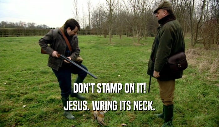 DON'T STAMP ON IT! JESUS. WRING ITS NECK. 