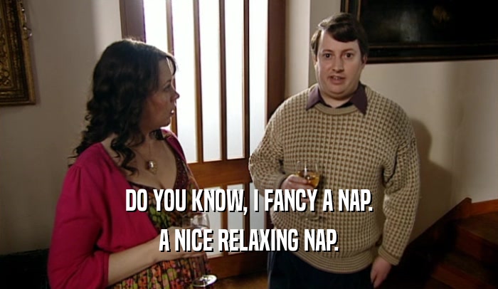 DO YOU KNOW, I FANCY A NAP. A NICE RELAXING NAP. 