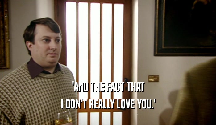 'AND THE FACT THAT I DON'T REALLY LOVE YOU.' 