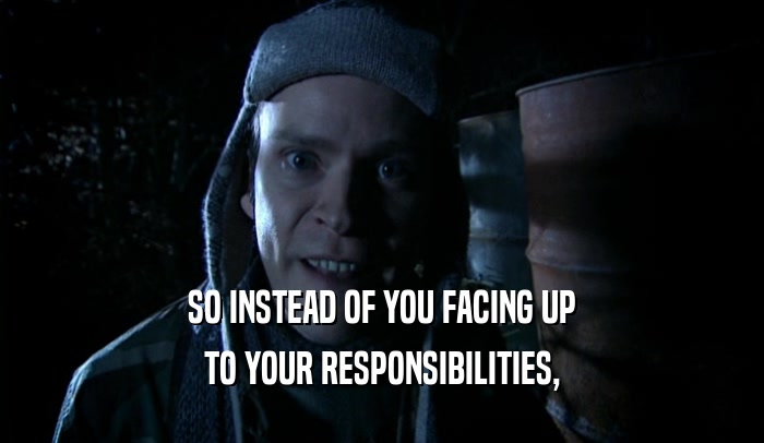 SO INSTEAD OF YOU FACING UP TO YOUR RESPONSIBILITIES, 