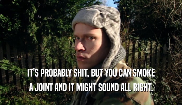 IT'S PROBABLY SHIT, BUT YOU CAN SMOKE A JOINT AND IT MIGHT SOUND ALL RIGHT. 