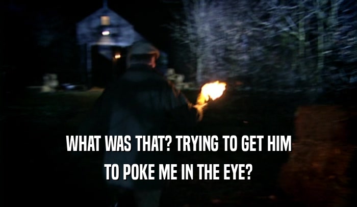 WHAT WAS THAT? TRYING TO GET HIM TO POKE ME IN THE EYE? 