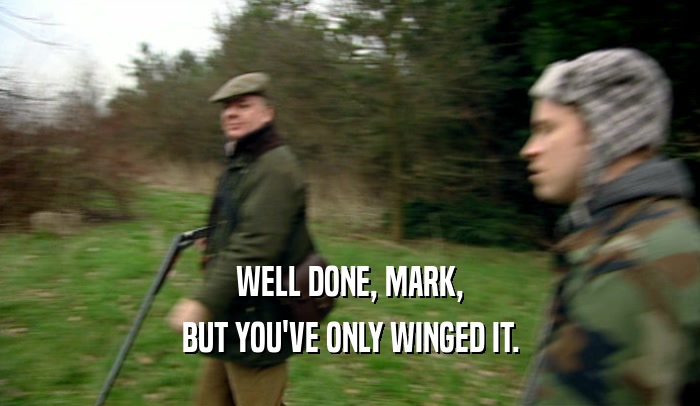 WELL DONE, MARK,
 BUT YOU'VE ONLY WINGED IT.
 