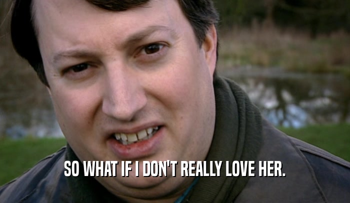 SO WHAT IF I DON'T REALLY LOVE HER.  