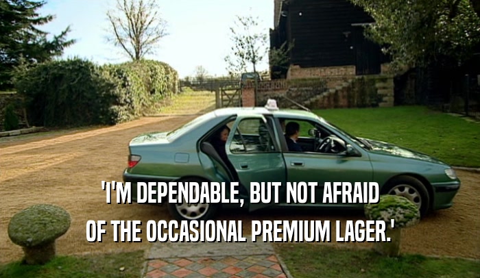 'I'M DEPENDABLE, BUT NOT AFRAID
 OF THE OCCASIONAL PREMIUM LAGER.'
 