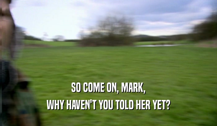 SO COME ON, MARK, WHY HAVEN'T YOU TOLD HER YET? 