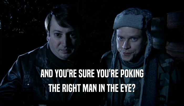 AND YOU'RE SURE YOU'RE POKING THE RIGHT MAN IN THE EYE? 