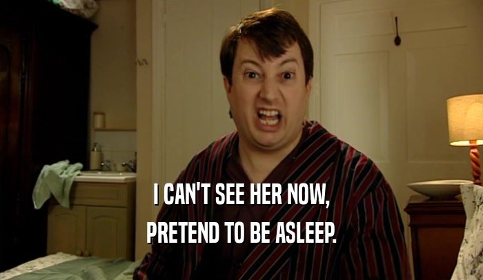 I CAN'T SEE HER NOW, PRETEND TO BE ASLEEP. 