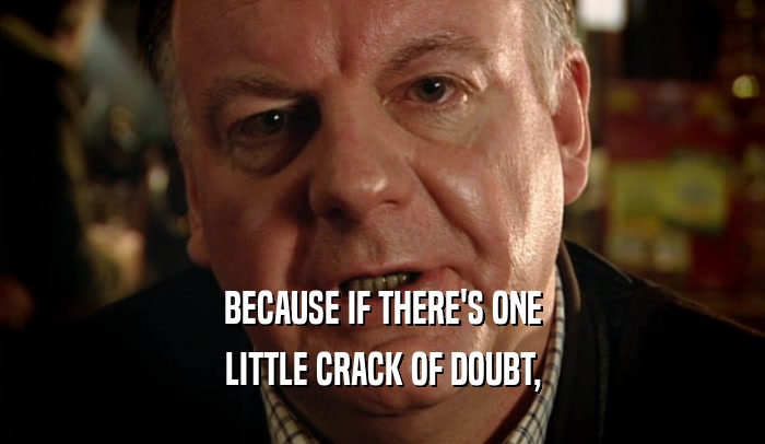 BECAUSE IF THERE'S ONE LITTLE CRACK OF DOUBT, 