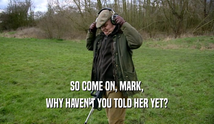SO COME ON, MARK, WHY HAVEN'T YOU TOLD HER YET? 