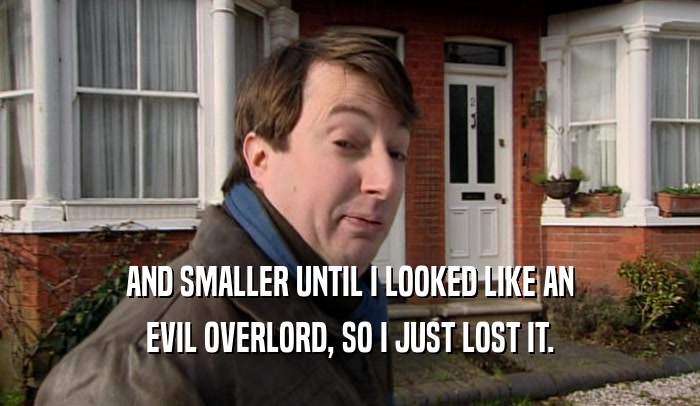 AND SMALLER UNTIL I LOOKED LIKE AN EVIL OVERLORD, SO I JUST LOST IT. 