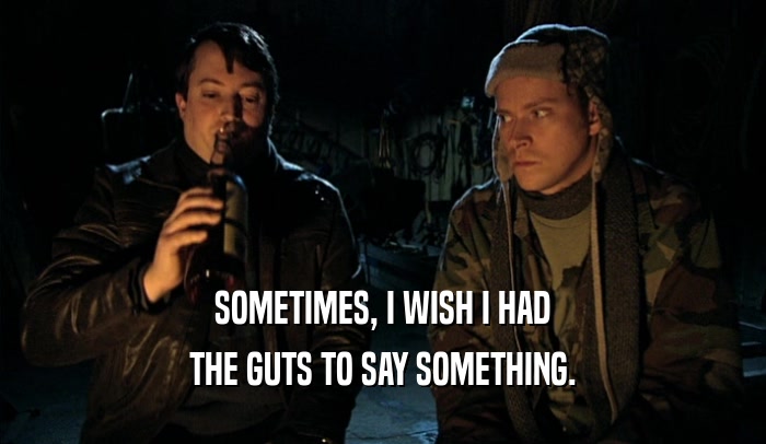 SOMETIMES, I WISH I HAD THE GUTS TO SAY SOMETHING. 