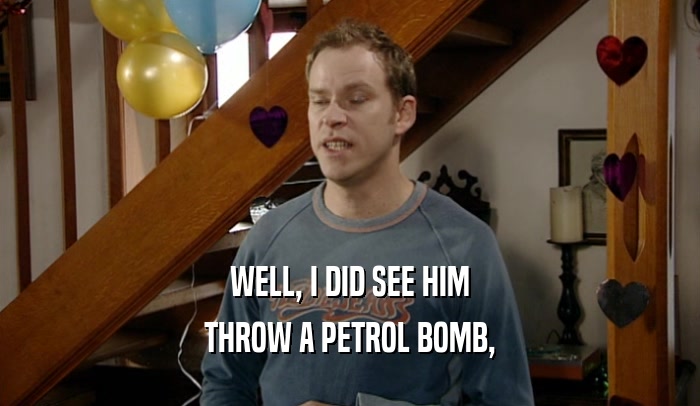 WELL, I DID SEE HIM
 THROW A PETROL BOMB,
 