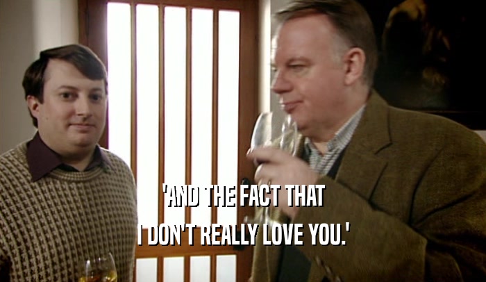 'AND THE FACT THAT I DON'T REALLY LOVE YOU.' 