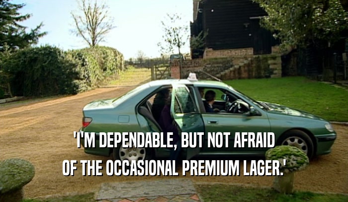 'I'M DEPENDABLE, BUT NOT AFRAID
 OF THE OCCASIONAL PREMIUM LAGER.'
 