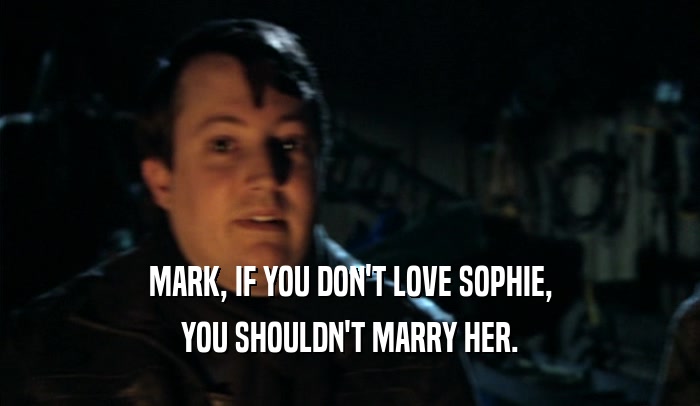 MARK, IF YOU DON'T LOVE SOPHIE, YOU SHOULDN'T MARRY HER. 