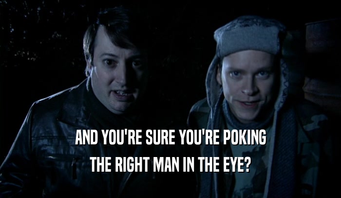 AND YOU'RE SURE YOU'RE POKING THE RIGHT MAN IN THE EYE? 