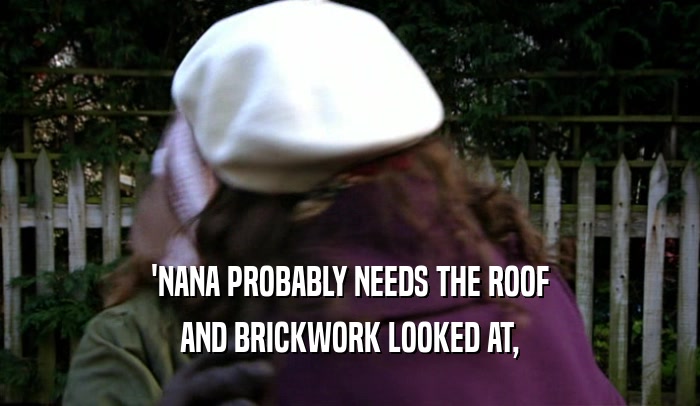 'NANA PROBABLY NEEDS THE ROOF AND BRICKWORK LOOKED AT, 