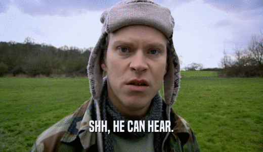 SHH, HE CAN HEAR.  