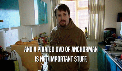AND A PIRATED DVD OF ANCHORMAN IS NOT IMPORTANT STUFF. 