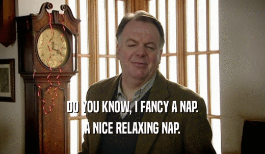 DO YOU KNOW, I FANCY A NAP. A NICE RELAXING NAP. 