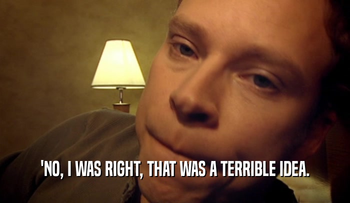 'NO, I WAS RIGHT, THAT WAS A TERRIBLE IDEA.  