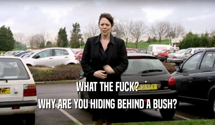 WHAT THE FUCK? WHY ARE YOU HIDING BEHIND A BUSH? 
