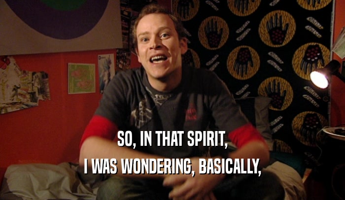 SO, IN THAT SPIRIT, I WAS WONDERING, BASICALLY, 