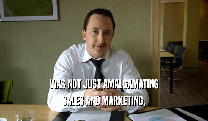 WAS NOT JUST AMALGAMATING SALES AND MARKETING, 