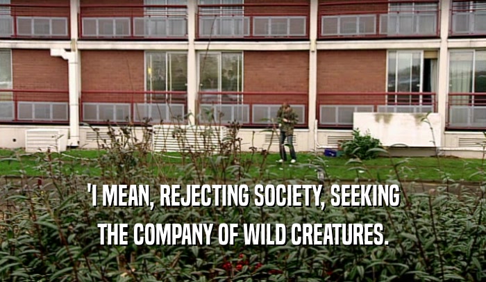 'I MEAN, REJECTING SOCIETY, SEEKING THE COMPANY OF WILD CREATURES. 