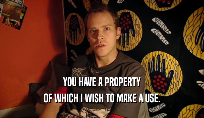YOU HAVE A PROPERTY OF WHICH I WISH TO MAKE A USE. 