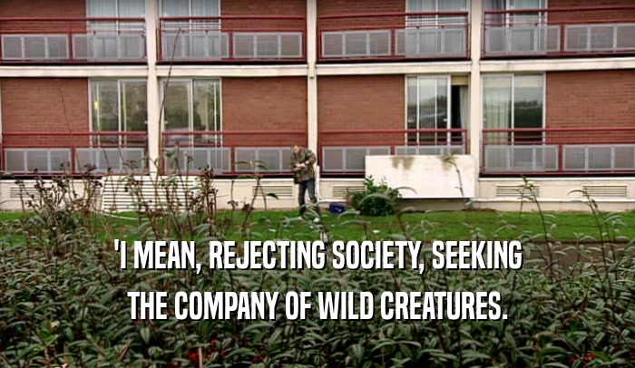 'I MEAN, REJECTING SOCIETY, SEEKING THE COMPANY OF WILD CREATURES. 