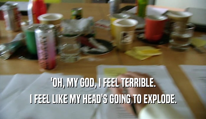 'OH, MY GOD, I FEEL TERRIBLE. I FEEL LIKE MY HEAD'S GOING TO EXPLODE. 