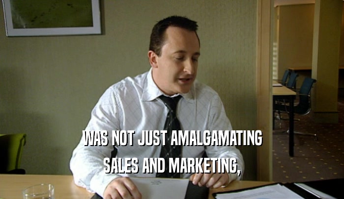 WAS NOT JUST AMALGAMATING SALES AND MARKETING, 