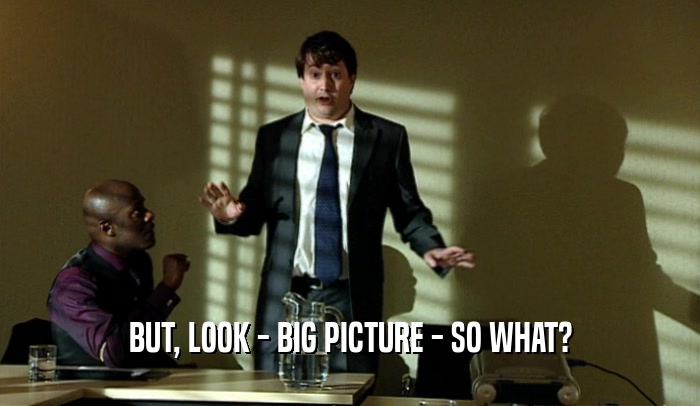 BUT, LOOK - BIG PICTURE - SO WHAT?  