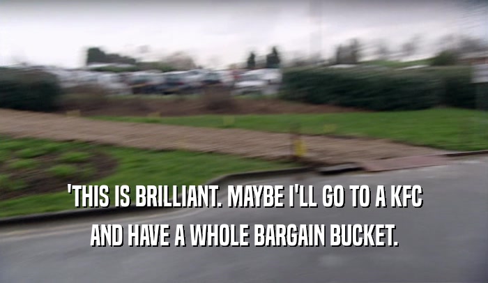 'THIS IS BRILLIANT. MAYBE I'LL GO TO A KFC AND HAVE A WHOLE BARGAIN BUCKET. 