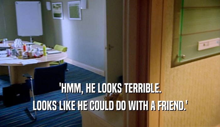 'HMM, HE LOOKS TERRIBLE. LOOKS LIKE HE COULD DO WITH A FRIEND.' 