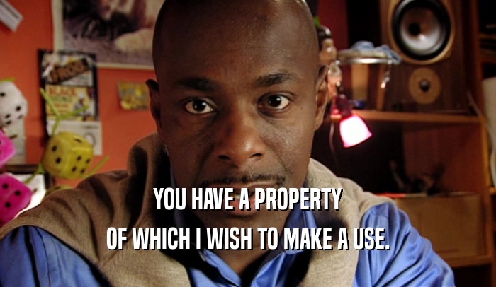 YOU HAVE A PROPERTY OF WHICH I WISH TO MAKE A USE. 