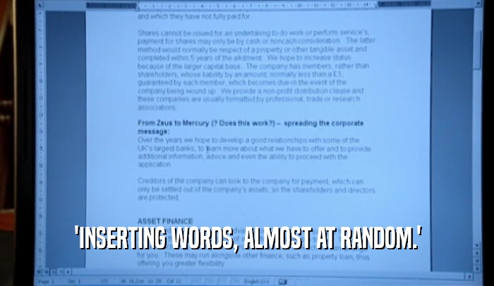 'INSERTING WORDS, ALMOST AT RANDOM.'  
