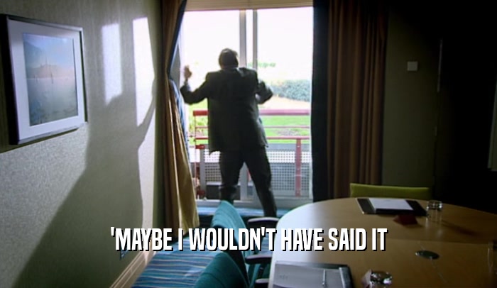 'MAYBE I WOULDN'T HAVE SAID IT  