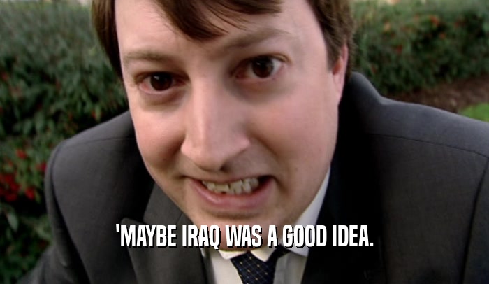 'MAYBE IRAQ WAS A GOOD IDEA.  