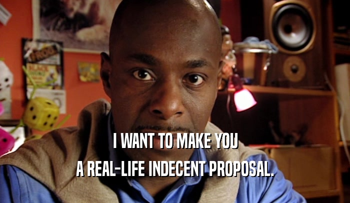 I WANT TO MAKE YOU A REAL-LIFE INDECENT PROPOSAL. 