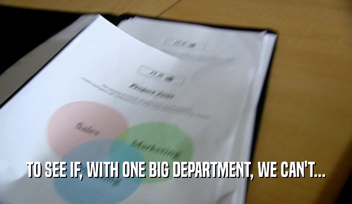 TO SEE IF, WITH ONE BIG DEPARTMENT, WE CAN'T...  