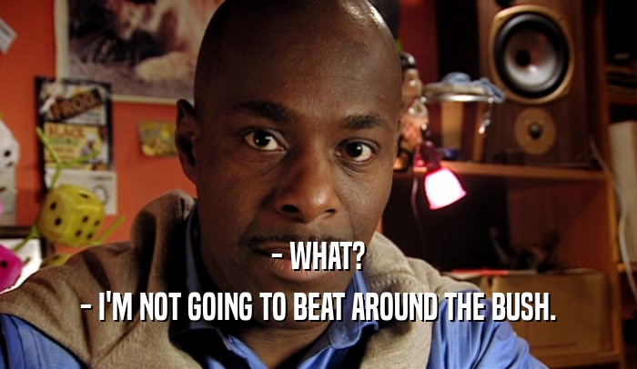 - WHAT? - I'M NOT GOING TO BEAT AROUND THE BUSH. 