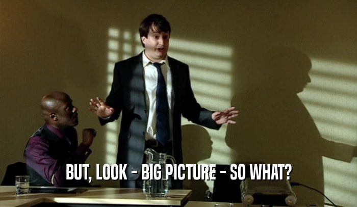 BUT, LOOK - BIG PICTURE - SO WHAT?  