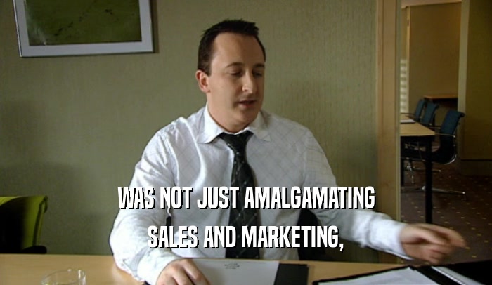 WAS NOT JUST AMALGAMATING SALES AND MARKETING, 