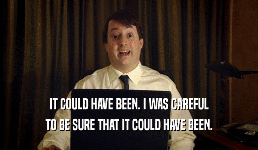 IT COULD HAVE BEEN. I WAS CAREFUL TO BE SURE THAT IT COULD HAVE BEEN. 
